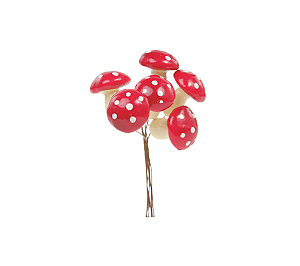 Pick Decorativo Festa Cogumelo/ Bosque Vermelho 12cm 1Un