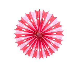 Enfeite Decorativo Leque de Papel Vermelho e Rosa 1Un