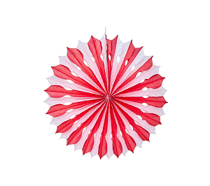 Enfeite Decorativo Leque de Papel Listra Vermelho Cereja 1Un