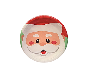 Prato Papel Papai Noel Natal 18cm 10Un