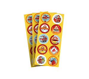 Adesivo Decorativo Redondo Festa Bombeiros 30Un