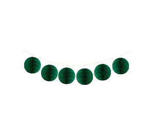 Guirlanda Mini Globo Colmeia De Papel 8cm Verde Folha 6Un