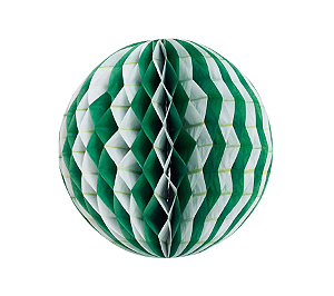 Globo Colmeia de Papel G 24cm - Listra Verde Folha 1Un