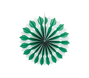 Enfeite Decorativo Leque de Papel Listra Verde Folha 1Un