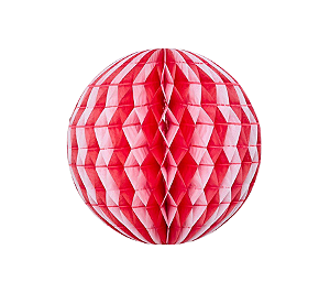 Globo Colmeia de Papel G 24cm - Listra Vermelho Cereja 1Un