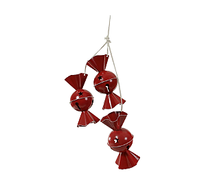 Enfeite Bombom Metal Vermelho C/ Guizo Decoração Natal