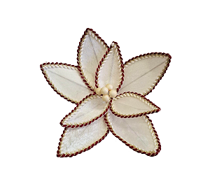 Galho Poinsetia Off White/ Vermelho Decoração Natal 1Un