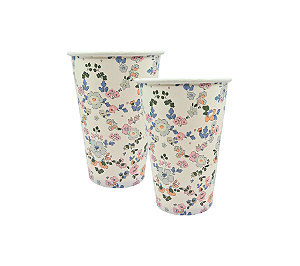 Copo Papel Floral Liberty Flores 300Ml 8Un