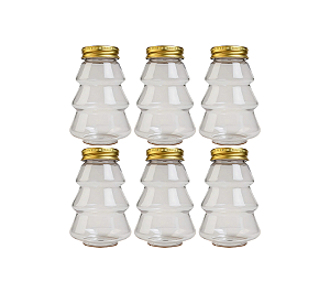 Frasco Plástico Garrafinha Formato Pinheiro Natal 6Un