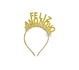 Tiara Brilho Dourado Feliz Ano Novo 1Un