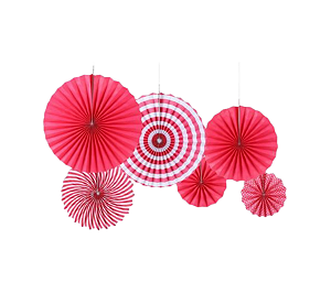 Kit Enfeite Leque de Papel 20/30/40cm 6un - Rosa Pink