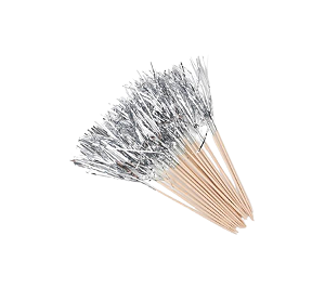 Palito P/ Drink Petiscos e Doces Franja Prata Ano Novo Natal 20Un