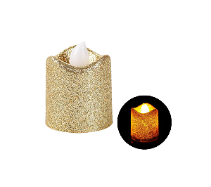 Vela Eletronica Dourada Glitter Natal Mesa Posta Namorados 1Un