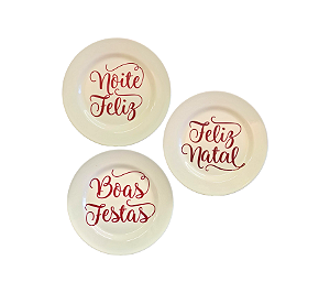 Prato Sobremesa Melamina Decoração Natal Noite Feliz 22,5cm 1Un