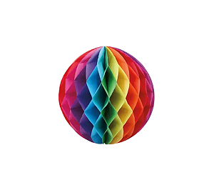 Globo Colmeia de Papel Colorido Arco Iris 25cm 1Un