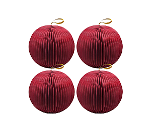 Kit 4 Bolas Globo Gomo Vermelho Decoração Natal  8cm