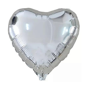 Balão Metalizado Coração 9" 23cm - Prata