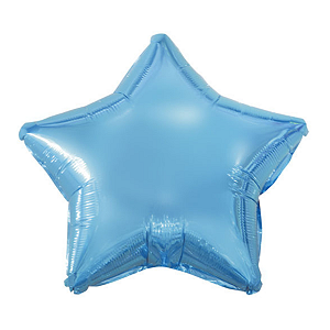Balão Metalizado Estrela 9" 23cm - Azul Bebê