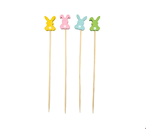 Palito Decorativo Para Petiscos Coelhinho Pompom Páscoa 20un