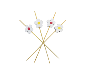 Palito Bambu P/ Frutas Petiscos Florzinha Margarida 12Un