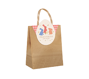Sacola Papel C/ Fechamento Pic Nic Páscoa Coelhinhos M 1Un