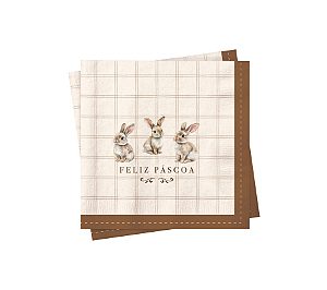 Guardanapo Papel Bunny Chocolate Páscoa Coelhinhos 32,5x32,5cm 20Un