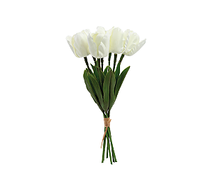 Flor Artificial Decorativa Ramalhete Tulipas Branco 33cm 1Un