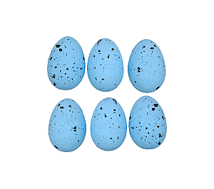 Ovos Decorativos Azul Páscoa 6cm 6Un