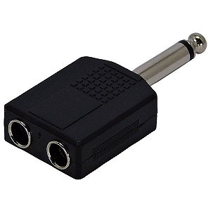Plug Adaptador P10 Mono para 2 Jack J10 Mono Kit 10 peças