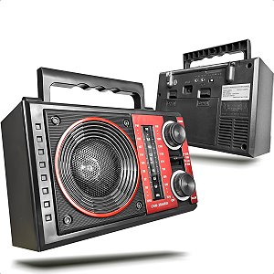 Rádio Retrô Recarregável Bivolt Portátil Am Fm Usb Sd