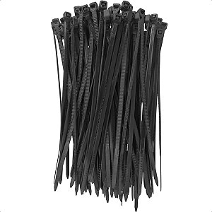 Abraçadeira Cinta Plástica Chicote 15cm Preta Kit 100 peças