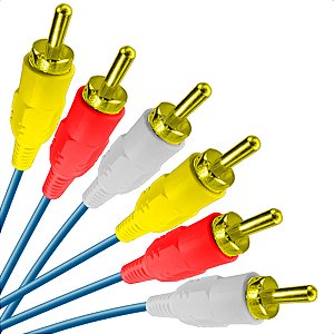 Cabo Rca para Áudio e Vídeo 3 Rca Para 3 Rca Pino Dourado