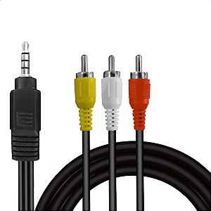 Cabo P2 Para 3 Rca Adaptador de Áudio e Vídeo 1,50m