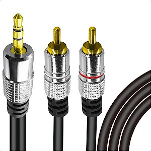 Cabo Profissional P2 Macho Estéreo para 2 Rca 1,8m