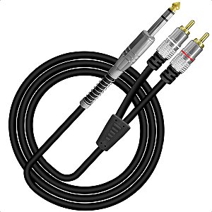 Cabo de Audio Profissional P10 Estéreo x 2 Plug Rca 1,8m