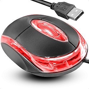 Mouse Simples USB Óptico Com Led para Pc Notebook- Preto