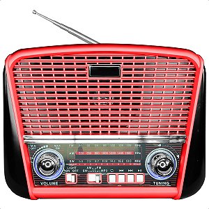 Rádio Retrô Recarregável com Bluetooth, USB, SD, AM/FM e Alto-Falante 3W – Bivolt Portátil