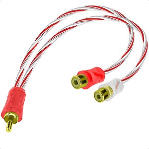 Cabo Rca Cristal de Áudio Y 1 Rca Macho Para 2 Rca Fêmea