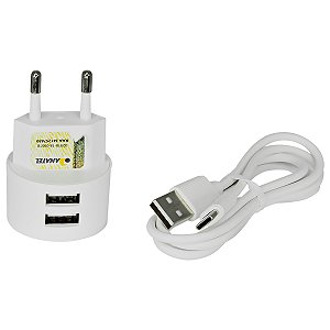 Carregador Completo Fonte Cabo Rápido Tipo C 2 Usb 1 Metro
