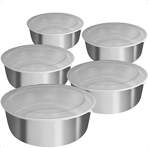 Conjunto 5 Potes Inox Tigelas Vasilha Com Tampa Flexível