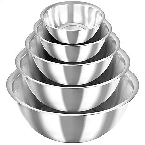 Conjunto de Tigelas Inox Vasilha com Tampa Flexível