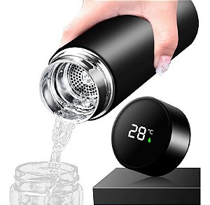 Garrafa Térmica Com Sensor De Temperatura De Led Café Água