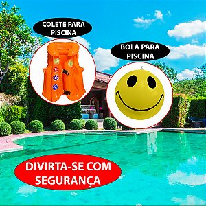 Kit Colete Tamanho G E Bola Inflável Infantil Para Piscinas