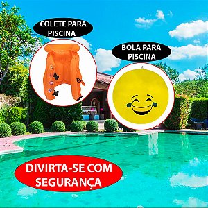 Kit Colete Com Duas Fivelas Infantil E Bola Inflável Aquática