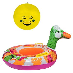 Kit Boia De Pato E Bola De Emoji Aquática Infantil