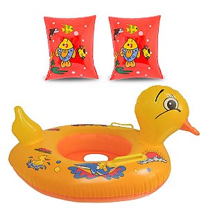 Kit Aquático Boia Inflável Fralda E 2 Boias Braço De 3-6 Anos
