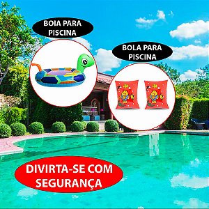 Kit Aquático Kids 2 Boias De Braços E Boia Inflável Colorida