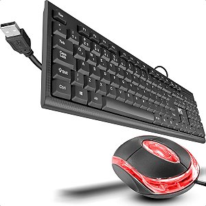 Kit Multiuso Pc Teclado Com Fio E Mouse Óptico Conexão Usb