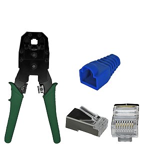 Kit Instalação De Cabos Rede RJ45 Com Alicate E Plug E Capa