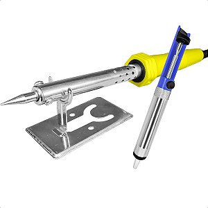 Kit de Solda Ferro 60W 220V E Sugador Metálico Com Ponta Teflon